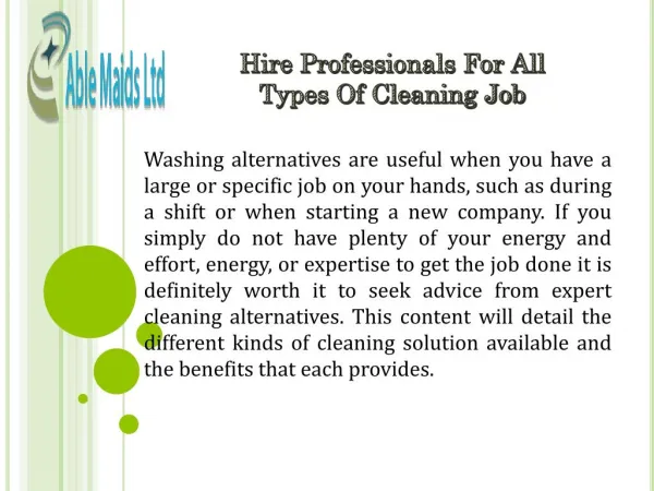 Hire Professionals For All Types Of Cleaning Job