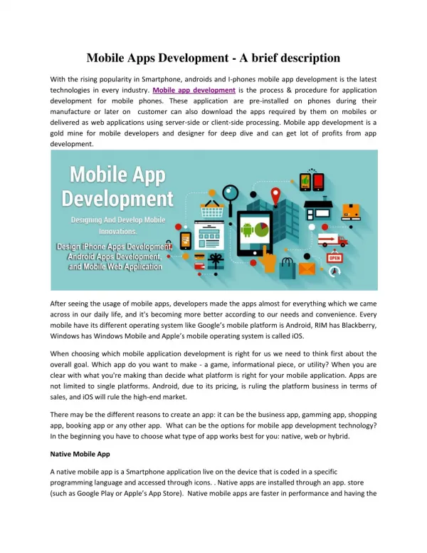 Mobile Apps Development - A brief description