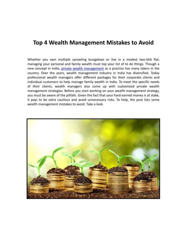 Top 4 Wealth Management Mistakes to Avoid