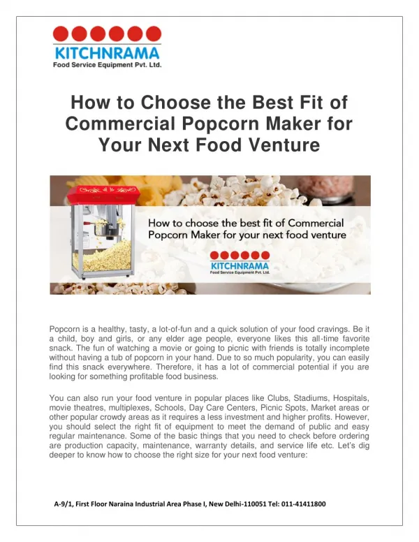 How to Choose the Best Fit of Commercial Popcorn Maker for Your Next Food Venture