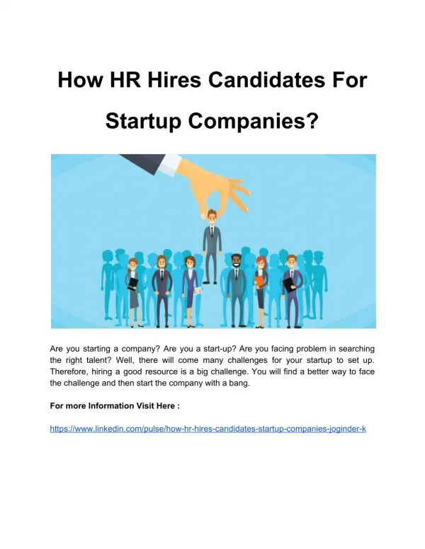How HR Hires Candidates For Startup Companies?