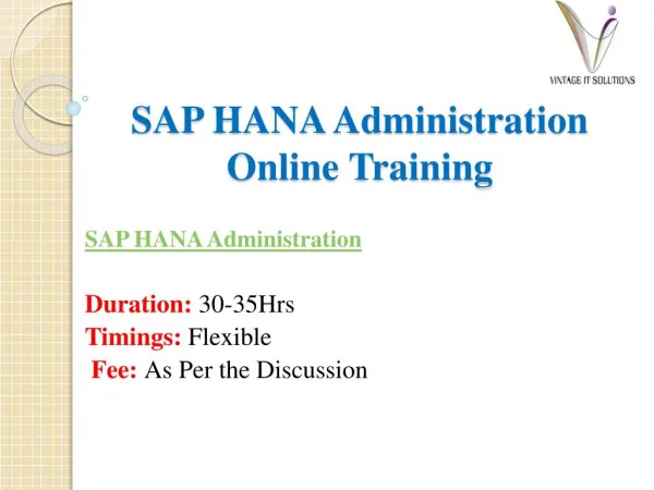 SAP HANA Administration Course Content | SAP HANA Admin Online Training in Hyderabad