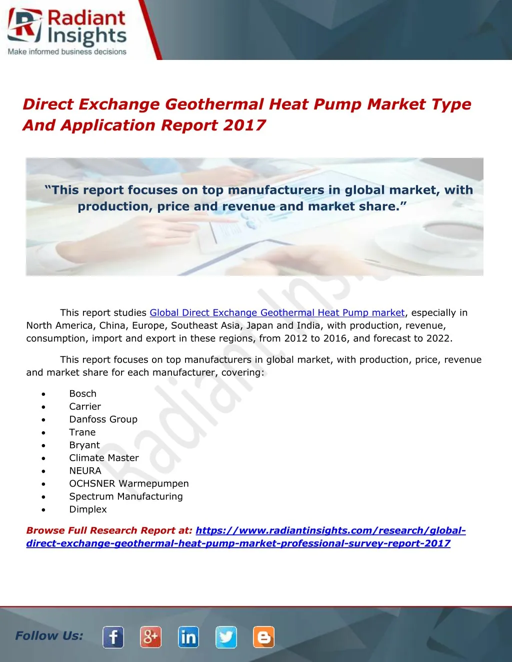 direct exchange geothermal heat pump market type