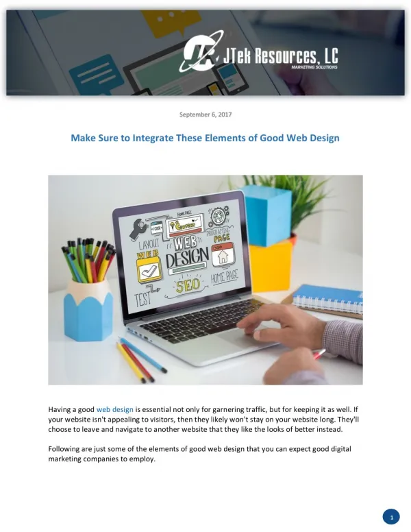 Make Sure to Integrate These Elements of Good Web Design