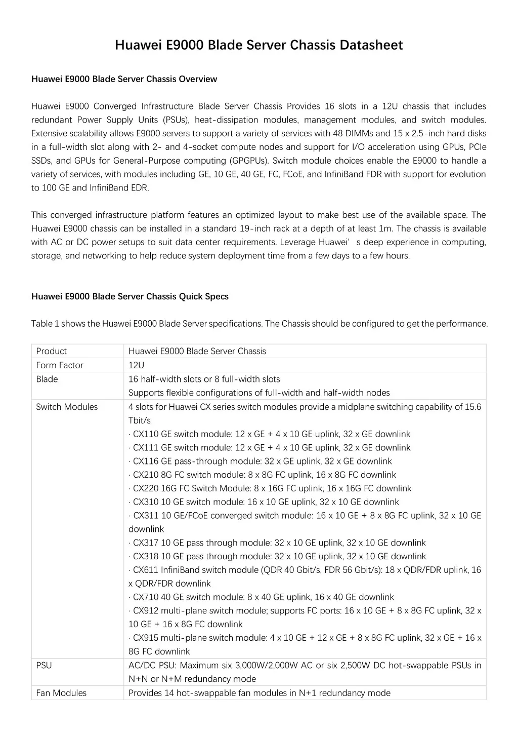 huawei e9000 blade server chassis datasheet