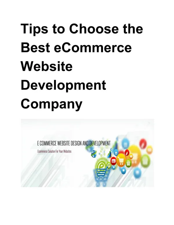 Tips to Choose the Best eCommerce Website Development Company