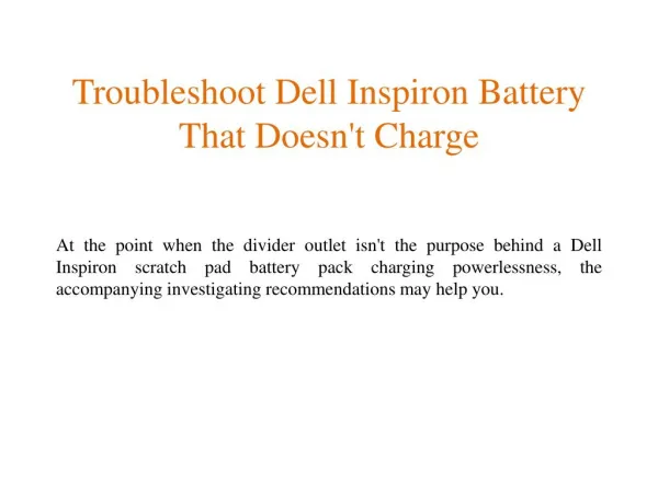 Troubleshoot Dell Inspiron Battery That Doesn't Charge