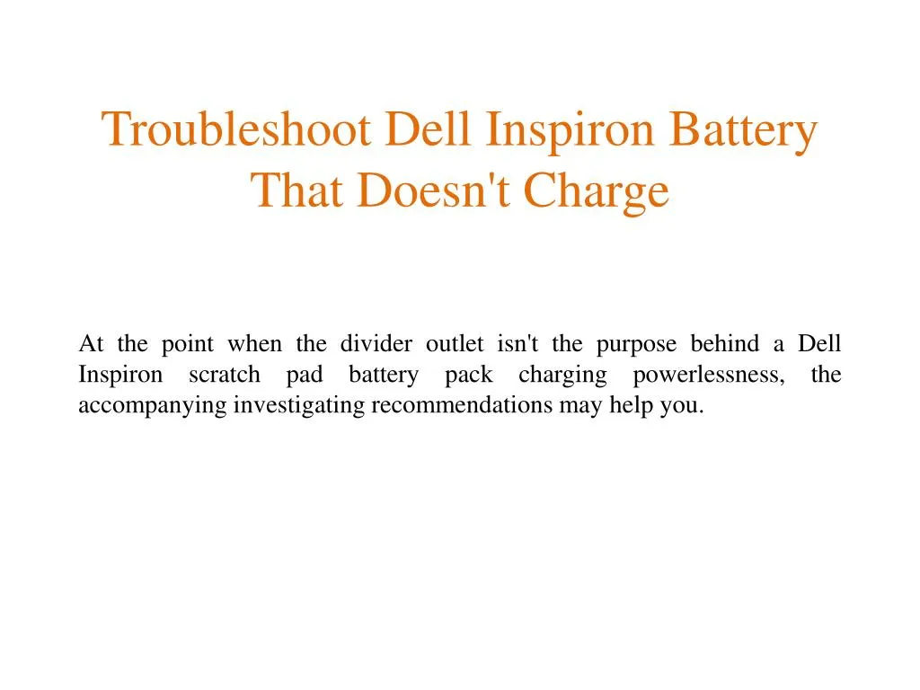 troubleshoot dell inspiron battery that doesn t charge