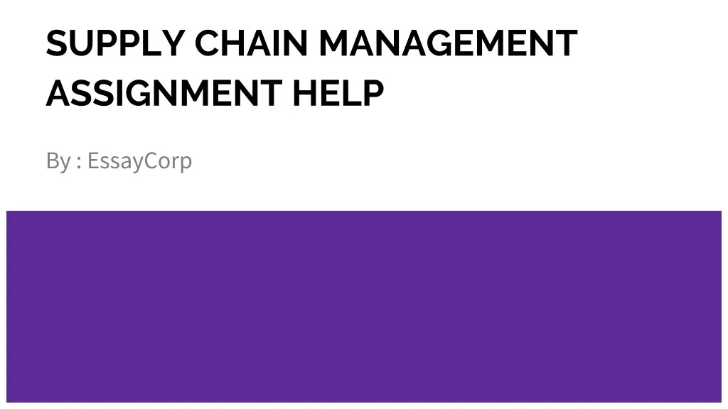 supply chain management assignment help