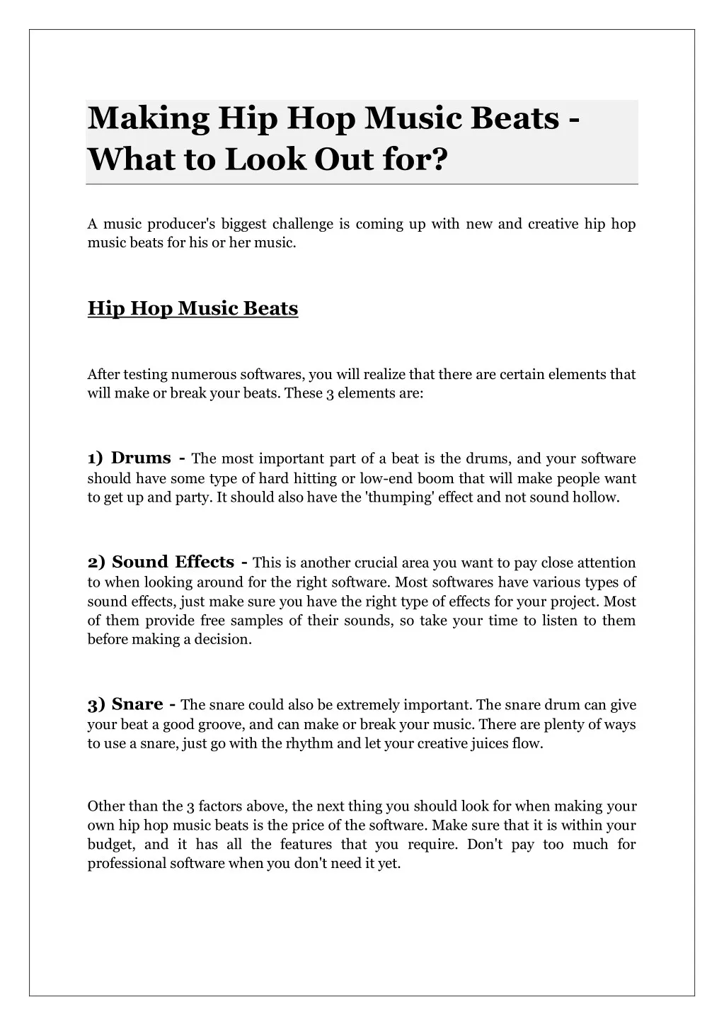 making hip hop music beats what to look out for