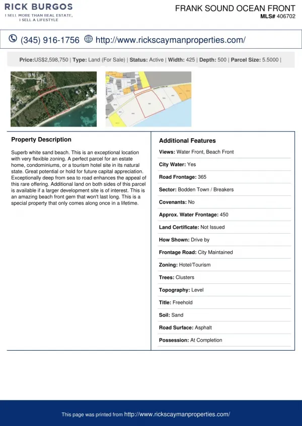 Buy the Frank Sound Ocean Front Land Property In Cayman Islands.