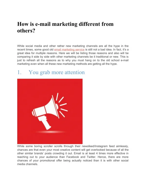How is e-mail marketing different from others