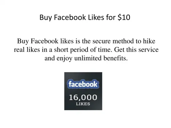 Buy Facebook Likes for $10