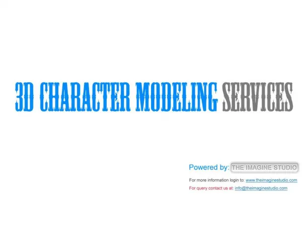 3D CHARACTER MODELING SERVICES by TIS