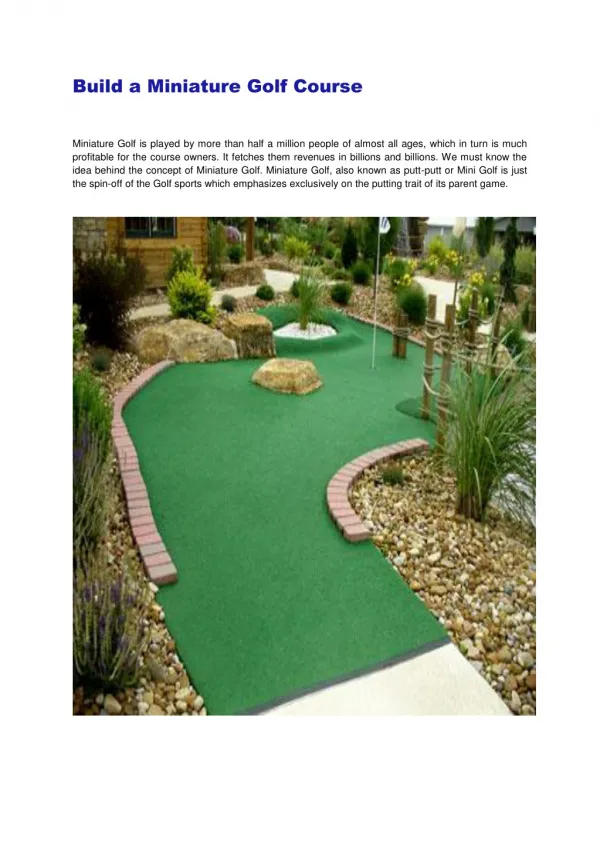 Build Your Own Putt Putt Course
