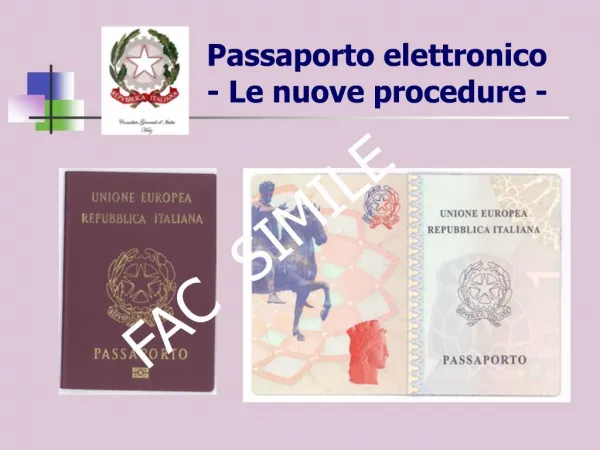 Passaporto elettronico - Le nuove procedure -