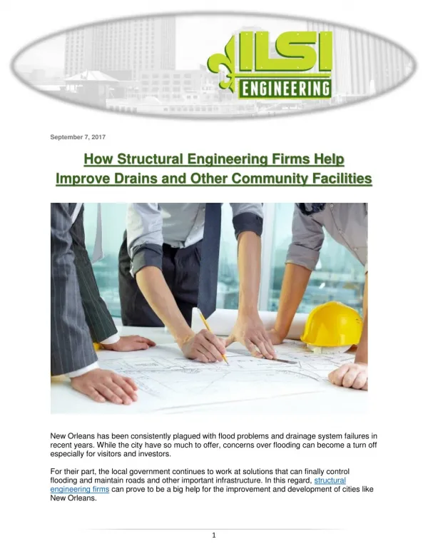 How Structural Engineering Firms Help Improve Drains and Other Community Facilities