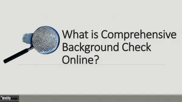 What is Comprehensive Background Check Online