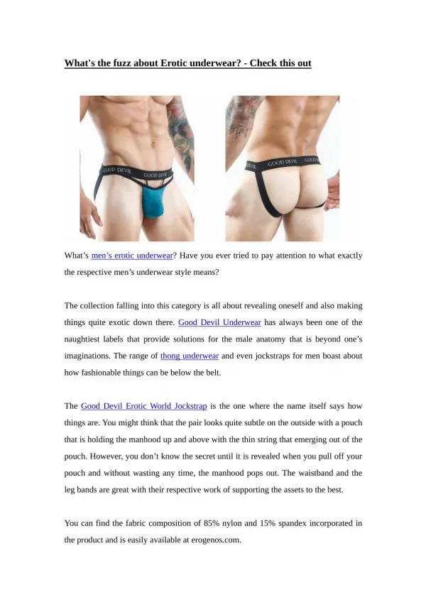 What's the fuzz about Exotic underwear? - Check this out