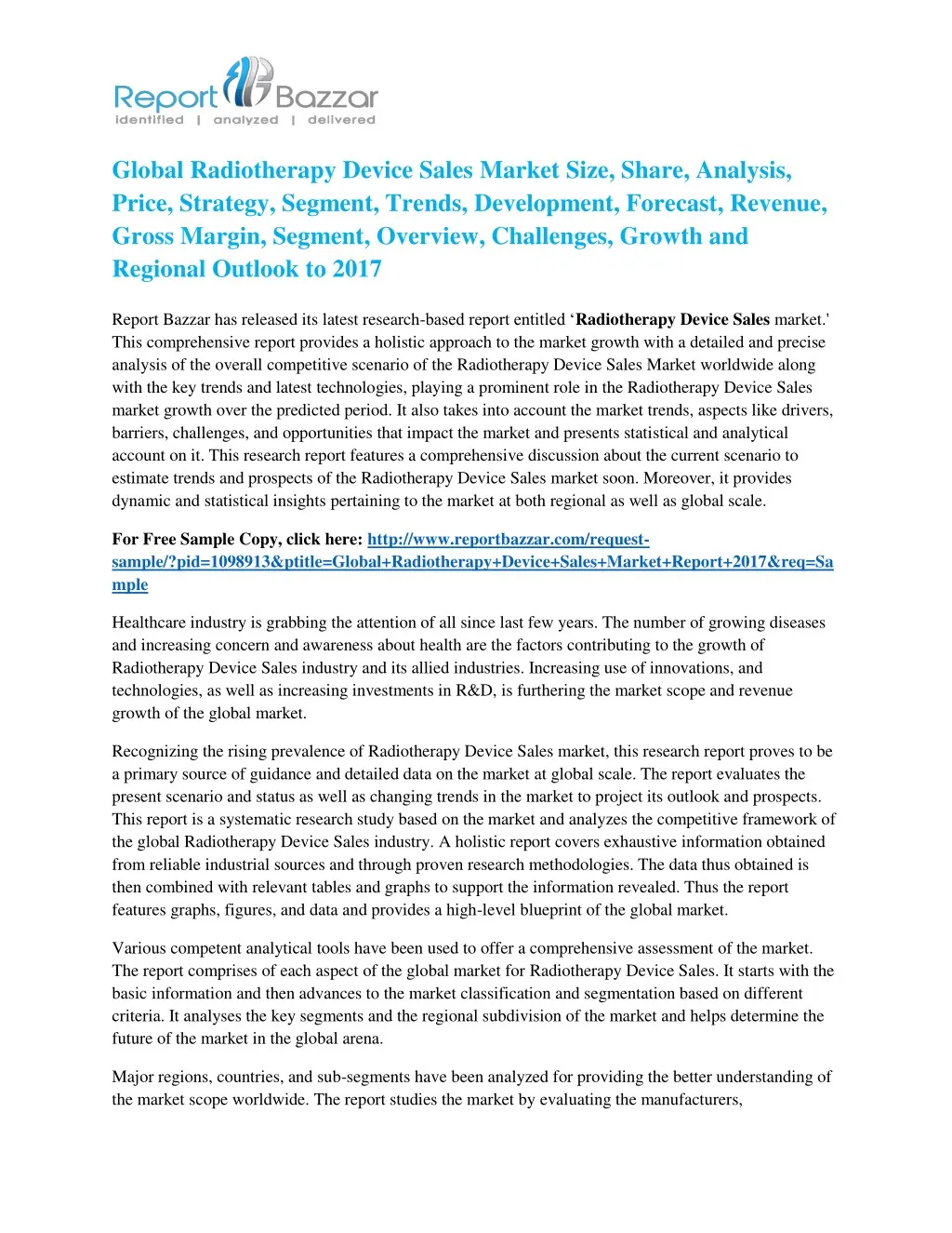 global radiotherapy device sales market size