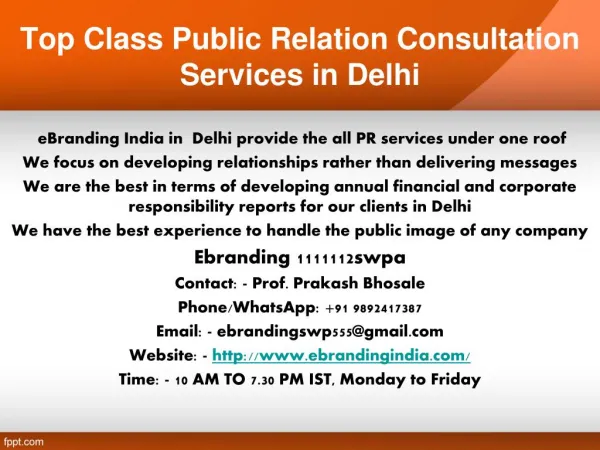 3.Top Class Public Relation Consultation Services in Delhi
