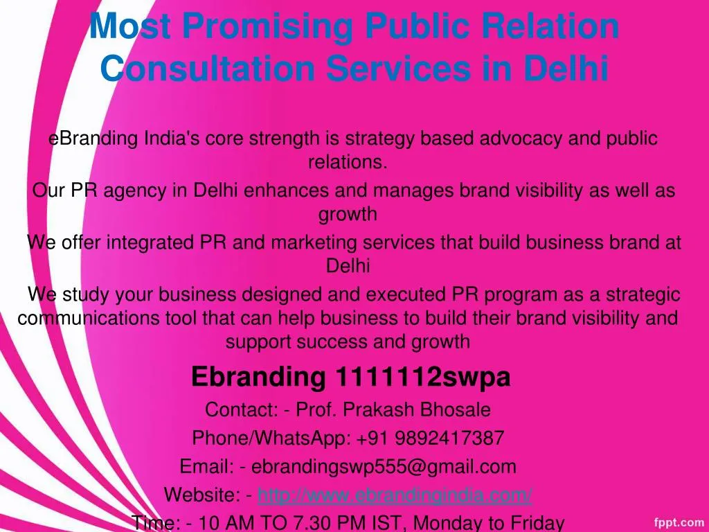most promising public relation consultation services in delhi