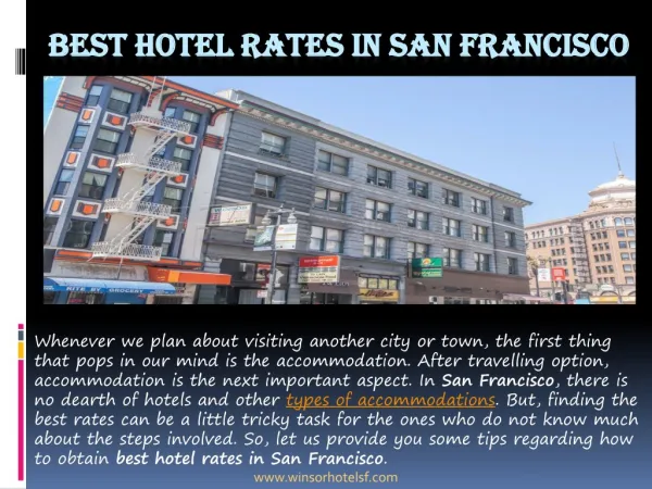 BEST HOTEL RATES IN SAN FRANCISCO