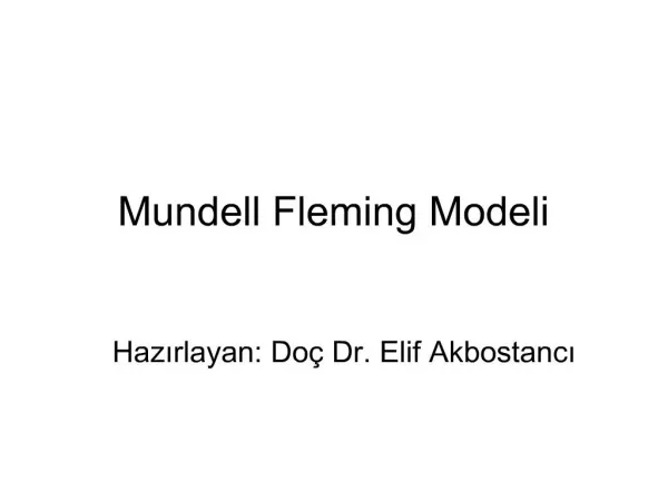 Mundell Fleming Modeli