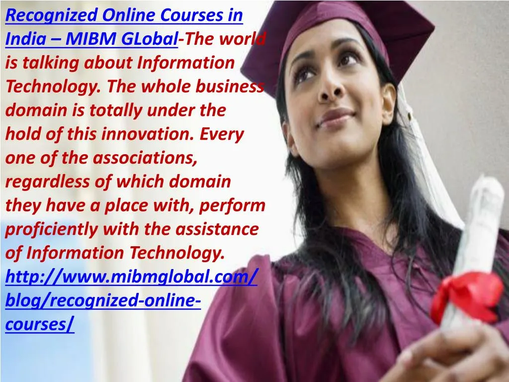 recognized online courses in india mibm global