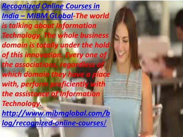 recognized online courses in india mibm global