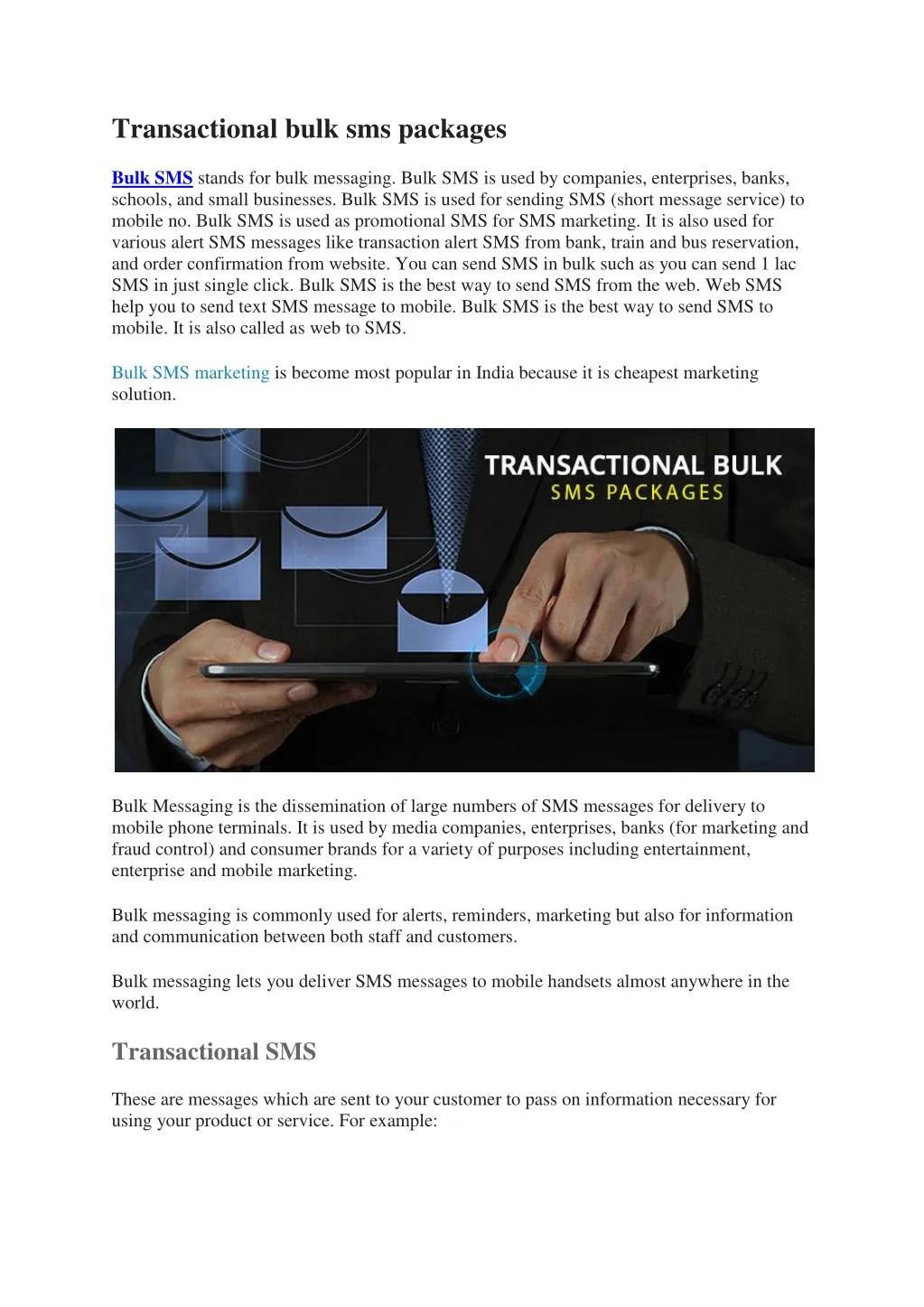transactional bulk sms packages