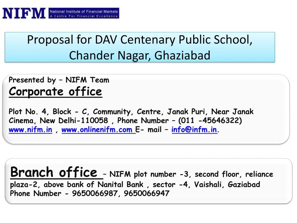 proposal for dav centenary public school chander