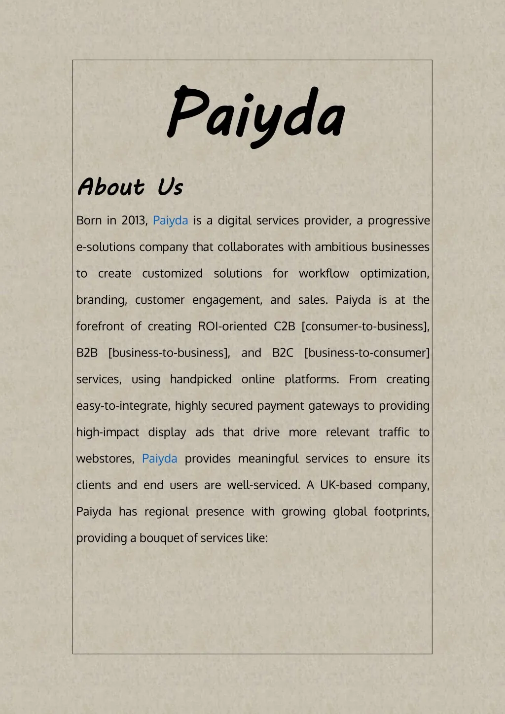 paiyda about us