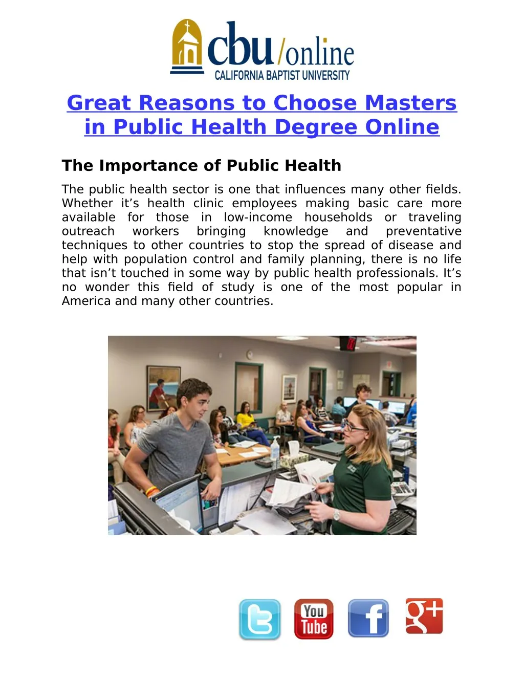 great reasons to choose masters in public health