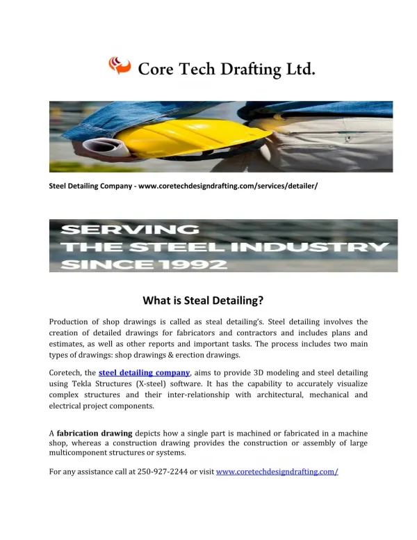 Steel Detailing Company in Bc, Canada - www.coretechdesigndrafting.com