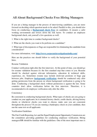 All About Background Checks Free Hiring Managers - slide 1