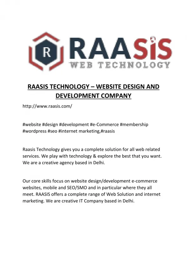 Raasis Technology -Website Design and Development Company