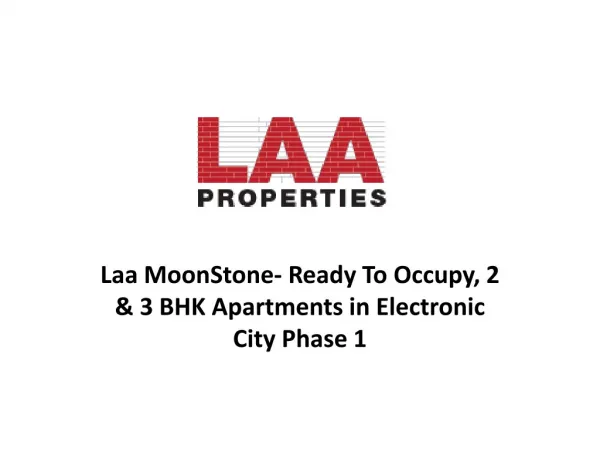 Laa MoonStone- 2&3 BHK flats in Electronic City Phase1 Bangalore