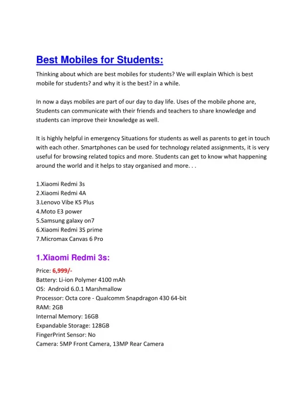 Which is The Best Mobiles for Students – Crushprice