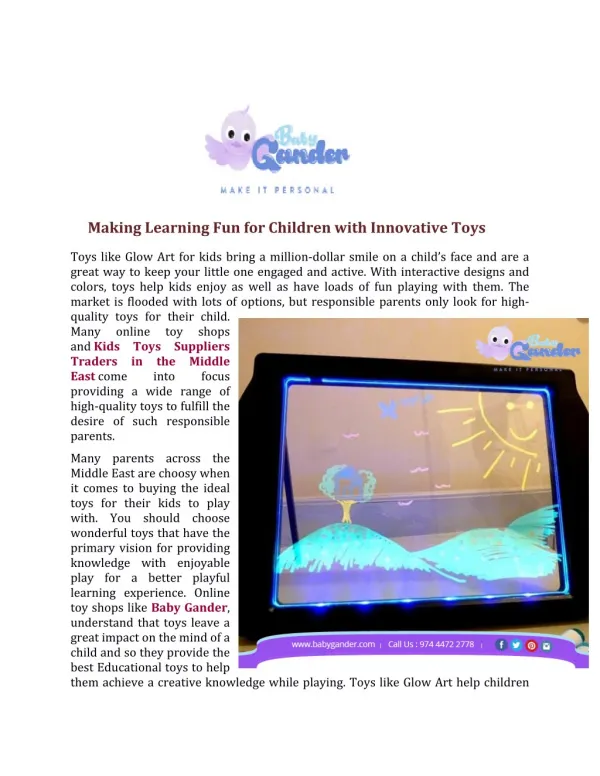 Making Learning Fun for Children with Innovative Toys