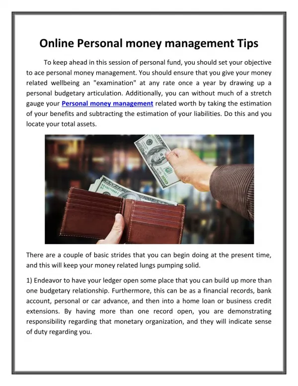 Online personal money management tips | MoneySmartOnline
