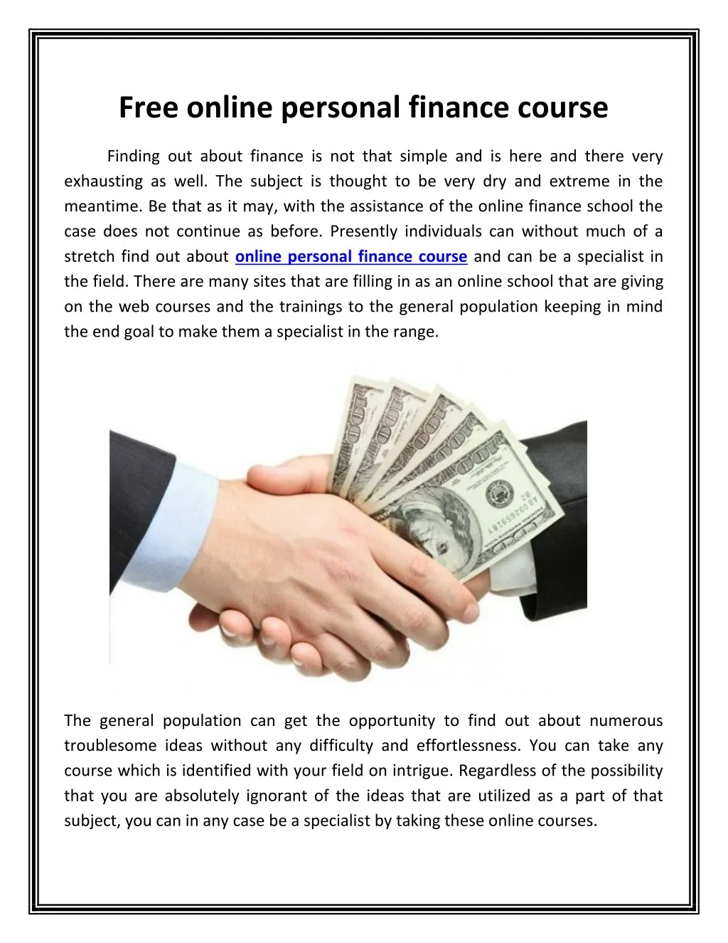 free online personal finance course