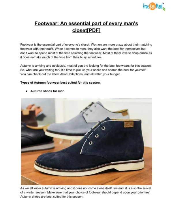 Footwear: An essential part of every man's closet[PDF]