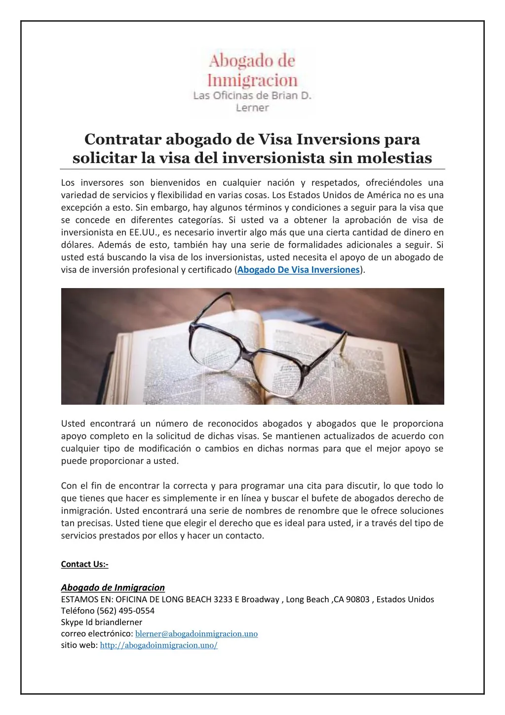 contratar abogado de visa inversions para