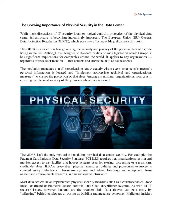 The Growing Importance of Physical Security in the Data Center | Rahi Systems