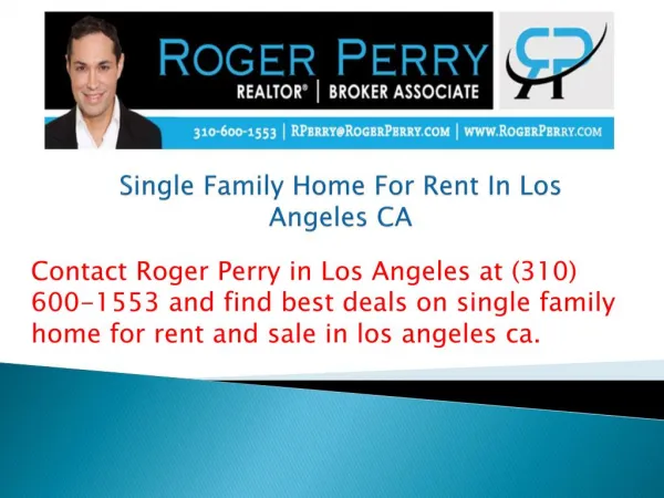 Single Family Home For Rent In Los Angeles CA