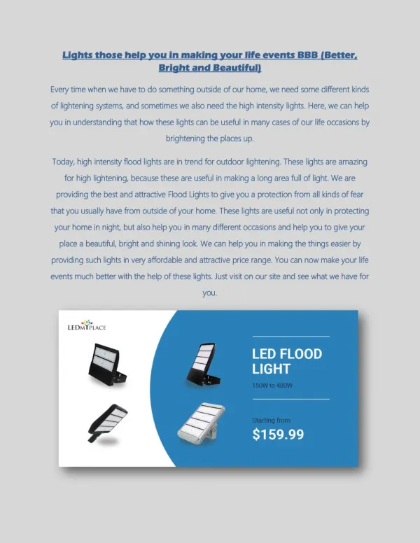 LED Flood Light for Outdoor - ledmyplace