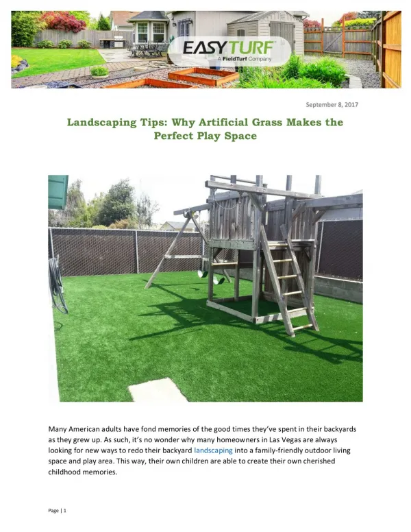 Landscaping Tips: Why Artificial Grass Makes the Perfect Play Space