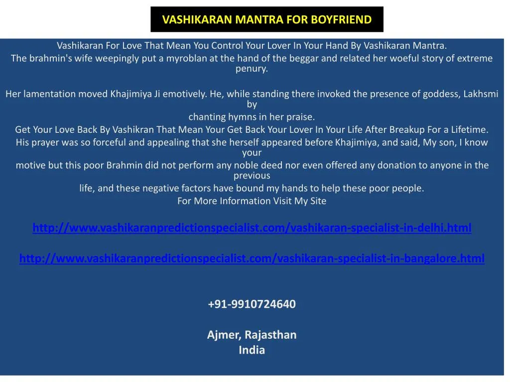 vashikaran mantra for boyfriend