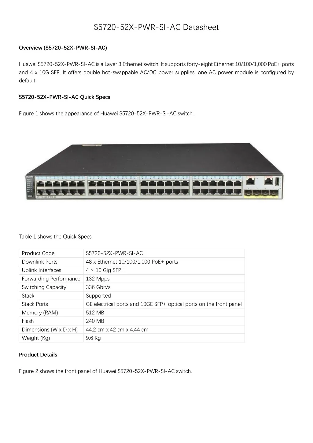 s5720 52x pwr si ac datasheet